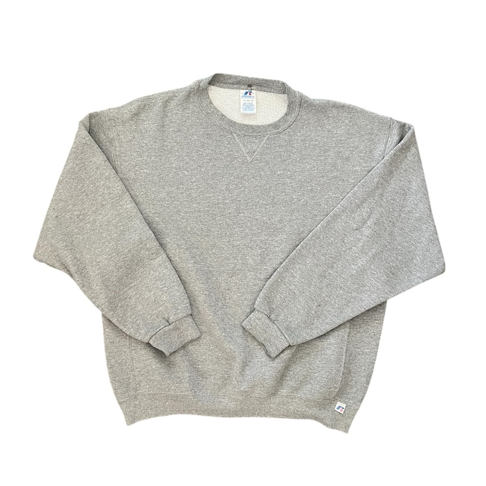 Vintage 90s Russell Athletic Blank Crewneck Sweatshirt Size XL Grey USA Made